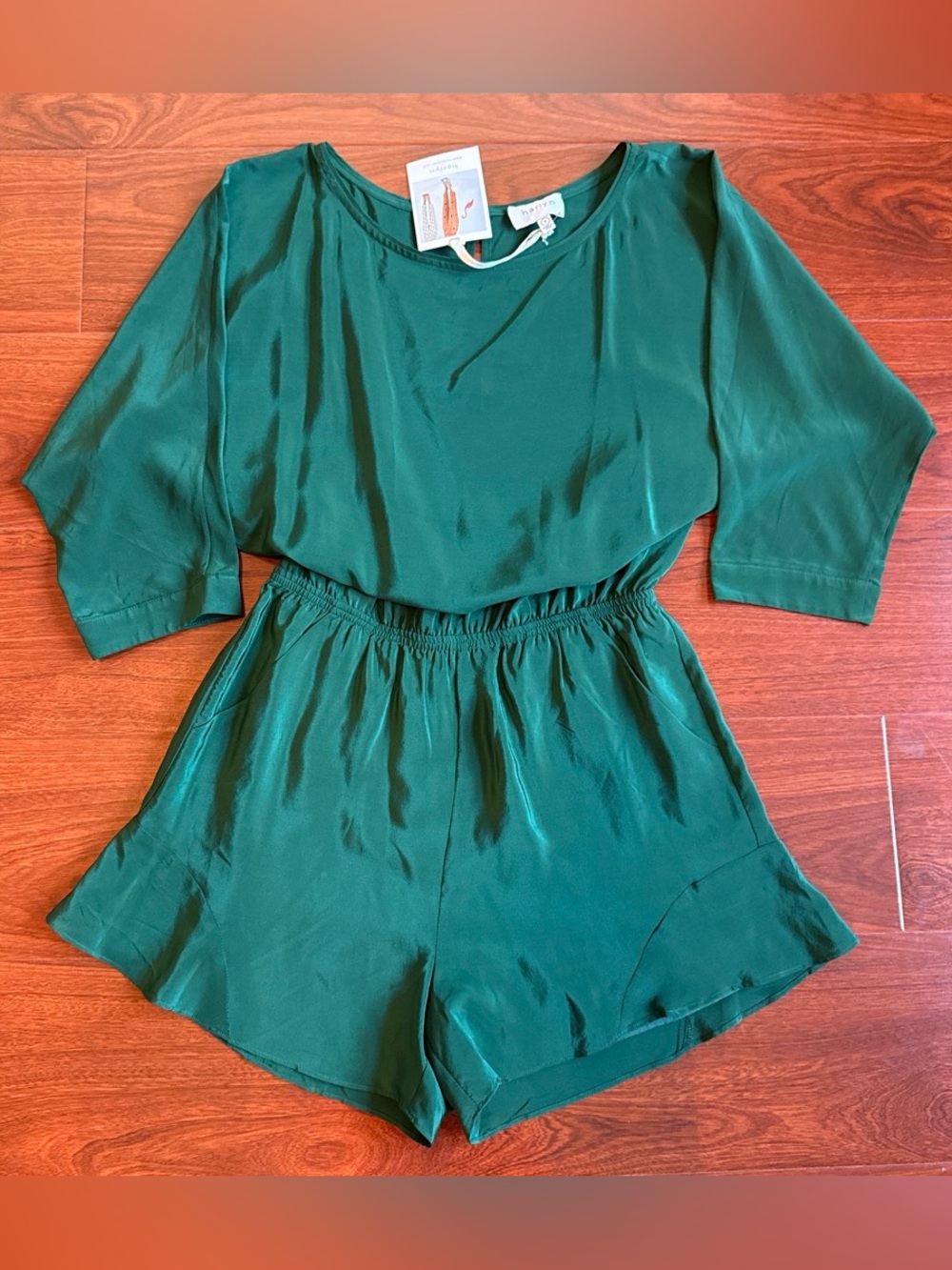 Harlyn Green 100% Silk Romper NWT